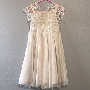 Lace and tulle off white dress